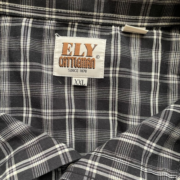 XXL Ely Cattleman Western Snap Shirt in Black Plaid - Picture 2 of 3